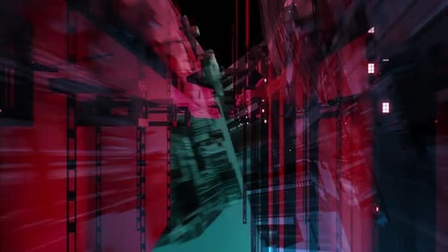 Abstract Futuristic Glitch Digital Tunnel Travel Background