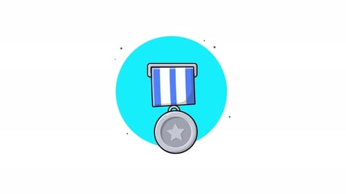 Animated Flat Design Medal Award with Star