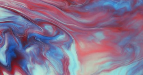 Abstract Liquid Paint Swirls in Blue and Red
