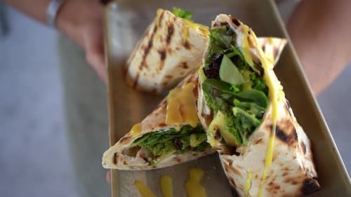 Delicious Wraps with Vegetables on a Plate