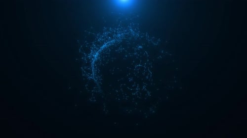 Holographischer Planet Erdkugel aus dem Weltraum Globus Kreislinien Abstrakte Futuristische Technologie