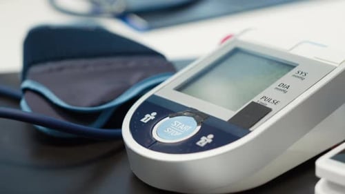Empty Medical Office Equipped with Diagnostic Tools and Blood Pressure Monitor