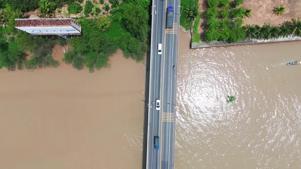 Aerial View of the Road in Ben Tre., Holidays Stock Footage ft. ben tre ...