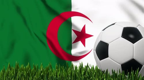 Football Background with Algeria Flag 4K Looped