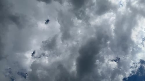 Sky with grey rain clouds. Camera spinning