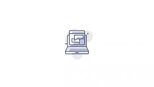 Animated Laptop Icon with Digital Business Communication