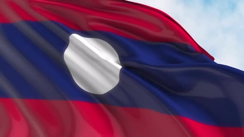 Realistic Laos National Flag Waving Animation Loop