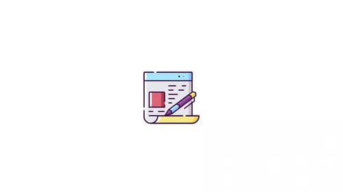 Flat Design Animated Icon: Document Writing and Content Creation