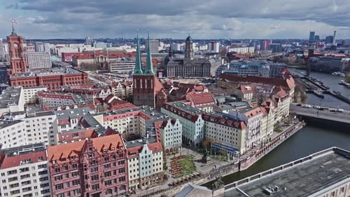 Aerial view revealing Berlin city center , Germany