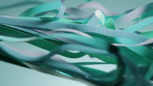 Azure Light Blue Green Silk Ribbons Waving Business Presentation Background School Project Backdrop