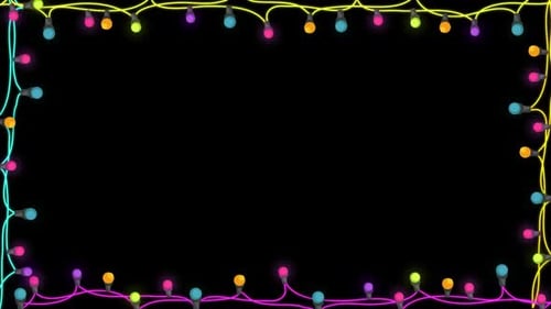 Colorful Animated String Light Frame Overlay
