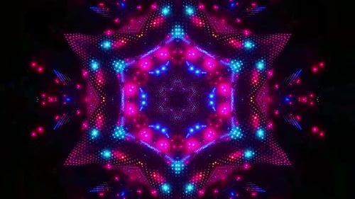 Vibrant kaleidoscope of radiant neon lights pulsing in dark space