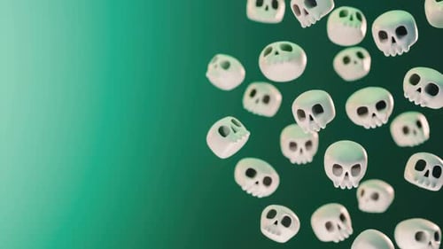Floating 3D Skulls Halloween Background Animation