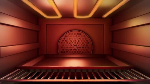 Modern Oven Interior with Glowing Heating Elements