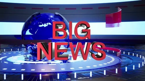 3D News Broadcast Opener with Spinning Globe and Technology Elements