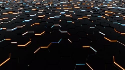 Leuchtende Wabensechsecke bilden ein futuristisches technologisches Verbindungsmuster