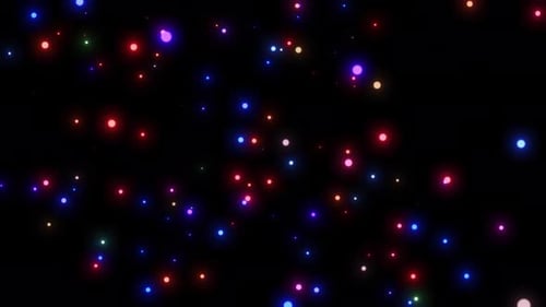 Abstract Glowing Circle Bokhe Particle Flaying On Dark Background. Particle Floating On Dark