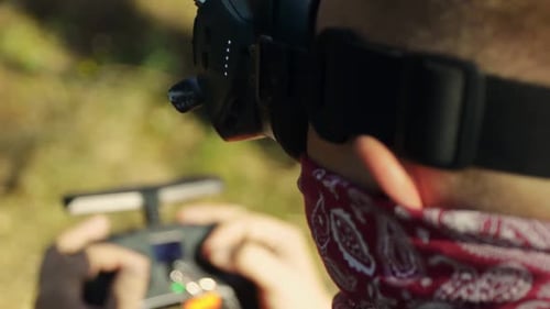 Military Pilot Operating FPV Recon Drone