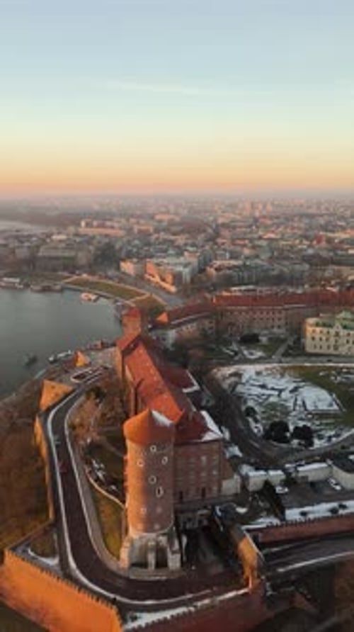 Aerial View of Buildings and River in City