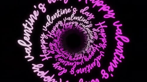 Rotating Happy Valentine's Day Neon Text Tunnel Vj Loop Animation