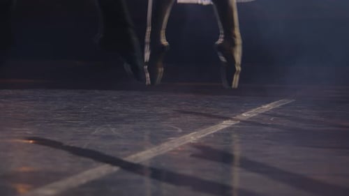 Ballet Dancers Practice and Dance on Theater Stage
