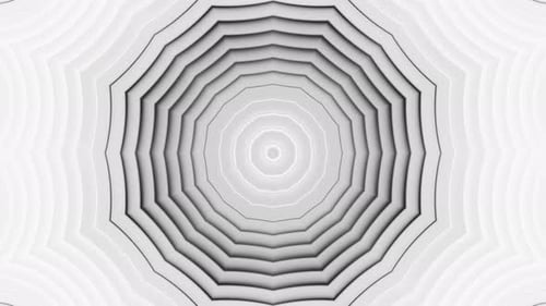 Fond blanc avec motif circulaire au centre. Boucle Kaléidoscope VJ