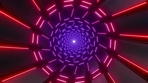 4 K Colored Neon Radial Tunnel