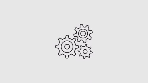 Minimalist Outline Gears Rotating Animation