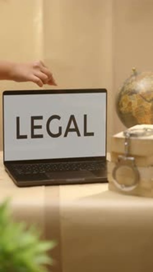 Opening Laptop Displaying Word Legal on Screen
