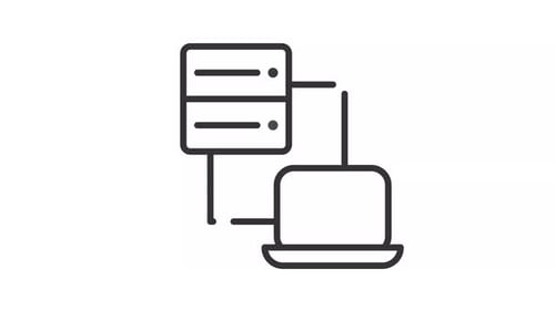 Thin line black animation of data server transfer icon