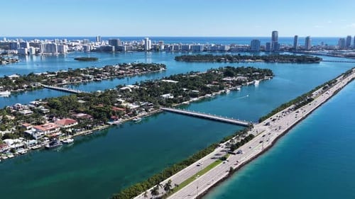 Miami Beach Skyline At Miami Beach In Florida United States.