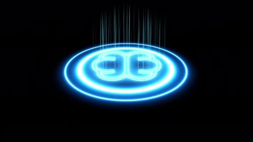 Ícone digital abstrato do cérebro. Conexões brilhantes simbolizando inteligência artificial. máquina.