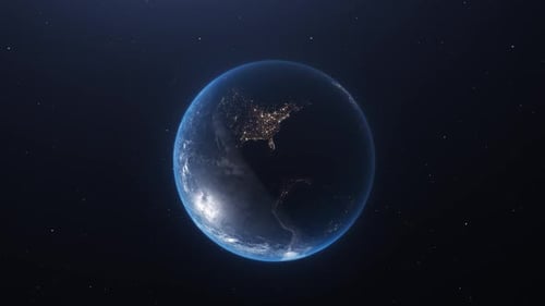 Stunning Earth Rotation with Glowing City Lights