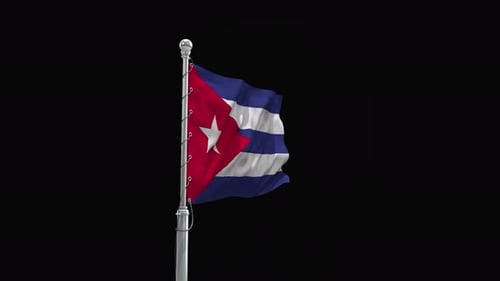 Realistic 3D Cuban Flag Waving on Pole