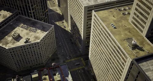 Vista aérea del paisaje urbano que muestra la arquitectura y la actividad urbana durante el día