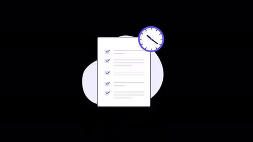 Flat Design Checklist Animation with Time Management Clock