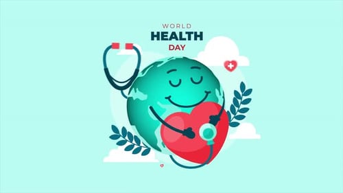 Animated World Health Day Graphic with Earth and Heart