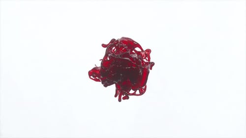 Abstract 3D Render of Red Liquid Splash Forming Intricate Patterns Isolated on White Background