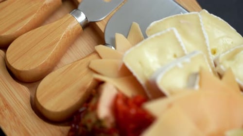 Food Trend Gift Aperitivo Party Idea Appetizers Wooden Grazing Board with Different Antipasti