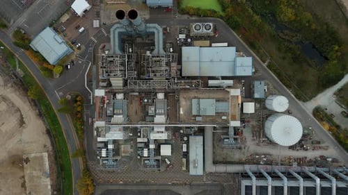 Aerial view of industrial facility, United Kingdom.