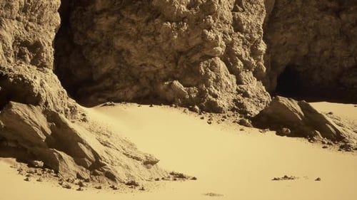 Massive Rock Formation in Desert
