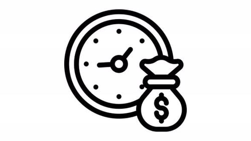 Animated Flat Design Time is Money Icon