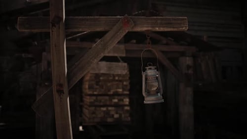 Vintage Mine Cart Animation in Dark Underground Tunnel