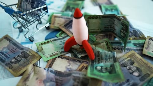 Financial Growth with Currency and Rocket Footage