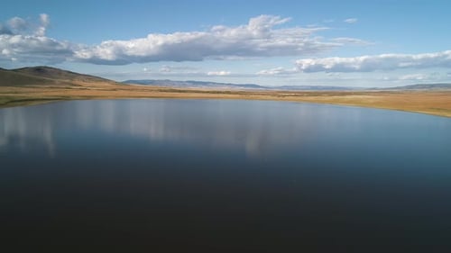 Aerial Drone View Over Sunset Lake Beautiful Peaceful Sunset Lake Reflection