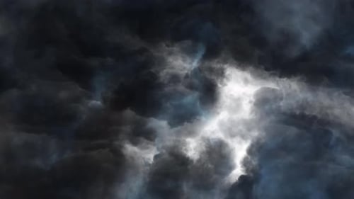 thunderstorms accompanied by flashes of lightning