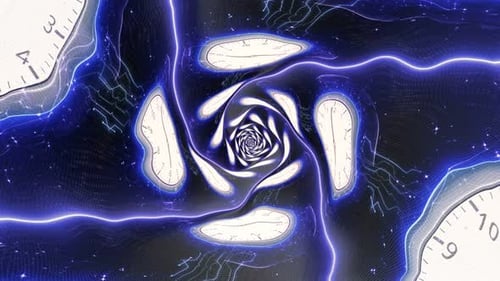 Fantasy Clocks Technology Tunnel Background, Loop