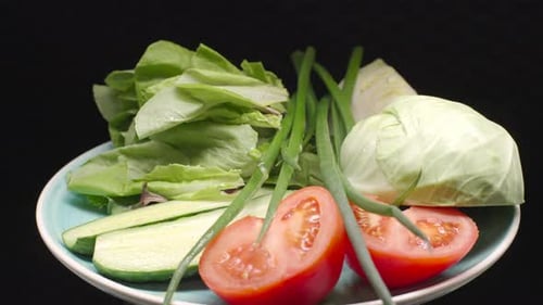 Plate of Fresh Green Salad Vegetables