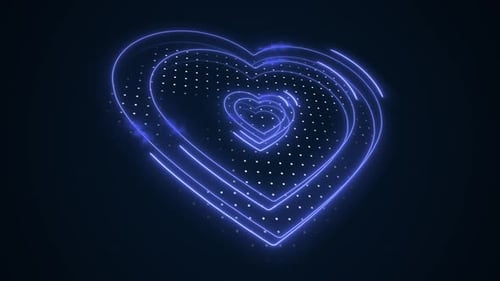 Neon Blue Pulsating Heart Outline Loop