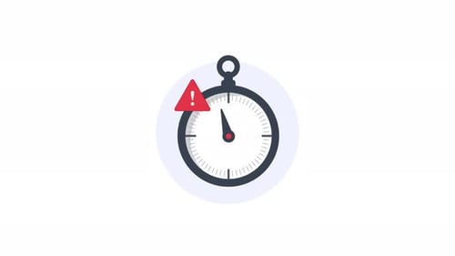 Animated Stopwatch Warning Icon with Exclamation Mark